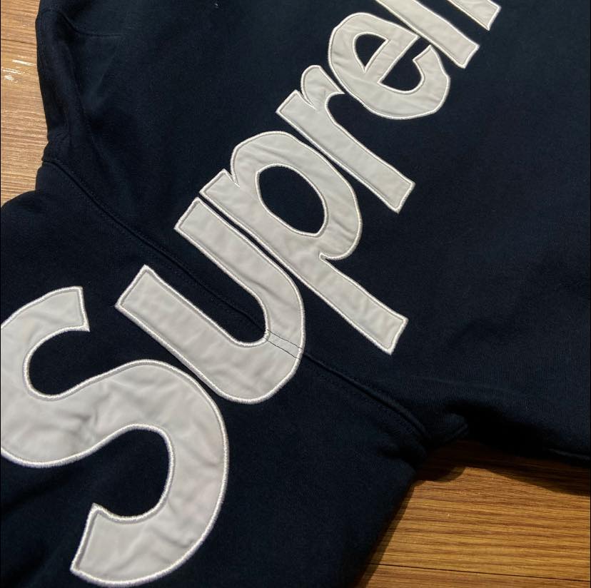 Supreme Satin Appliqué Hooded Sweatshirt  Black (Display Item)