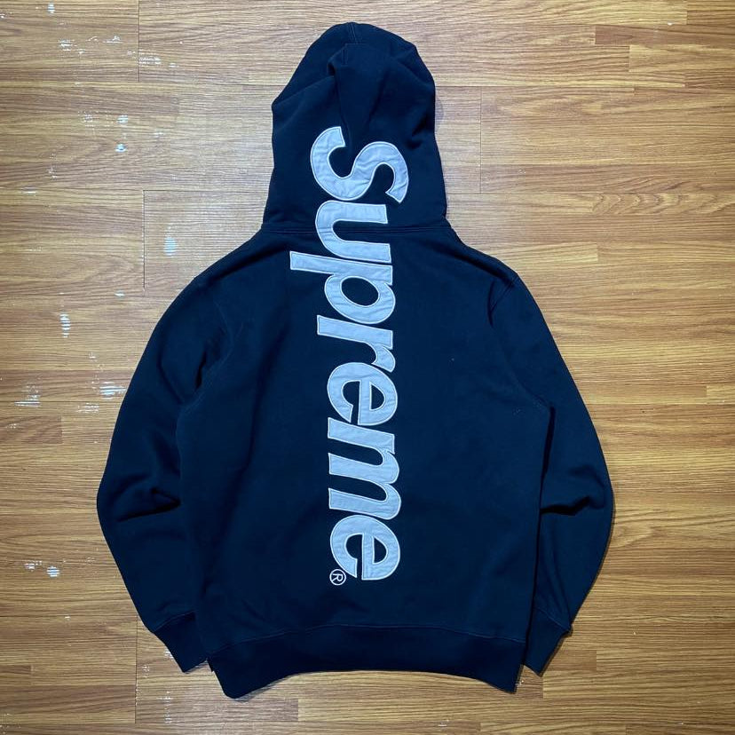 Supreme Satin Appliqué Hooded Sweatshirt  Black (Display Item)