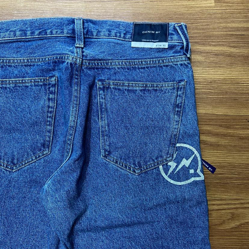 DENIM BY VANQUISH & FRAGMENT WASHED DENIM JEANS (Made in Japan🇯🇵) Washed Blue (Display Item)