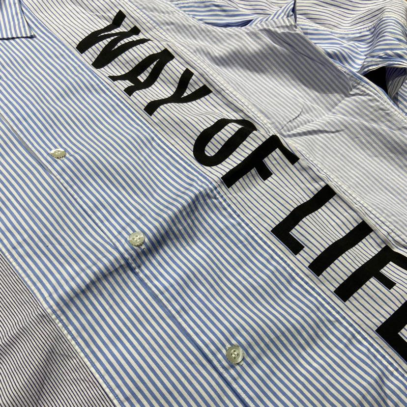 WTAPS FURRIES SHIRT LS / COTTON. BROAD. STRIPES (Made in Japan🇯🇵) Blue (Display Item)