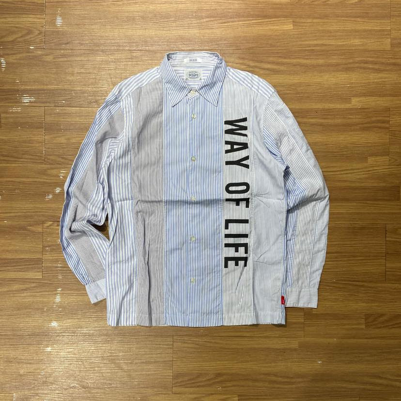 WTAPS FURRIES SHIRT LS / COTTON. BROAD. STRIPES (Made in Japan🇯🇵) Blue (Display Item)