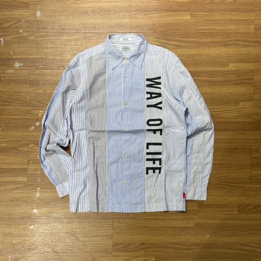 WTAPS FURRIES SHIRT LS / COTTON. BROAD. STRIPES (Made in Japan🇯🇵) Blue (Display Item)