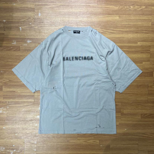Balenciaga Blurry Distress Pixel Tee (Made in Portugal) Grey (Display Item)