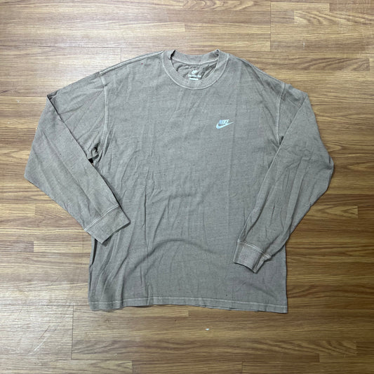 Nike Small Logo LS Tee Khaki DX1002-040 卡其色 長䄂 Loose Fit
