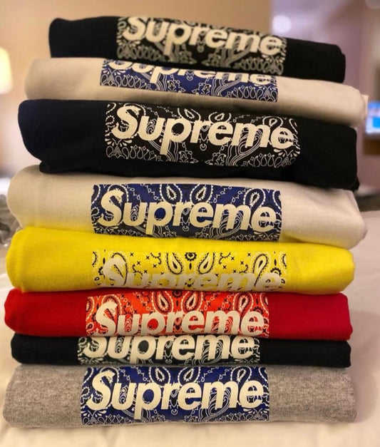 Supreme Bandana Box Logo Tee Black White Grey Navy Pink