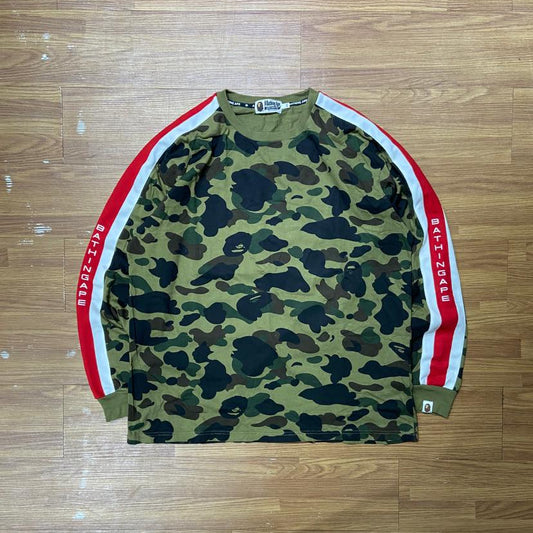 A Bathing Ape (BAPE) 1st Camo Tape LS Tee Green Camo (Display Item)