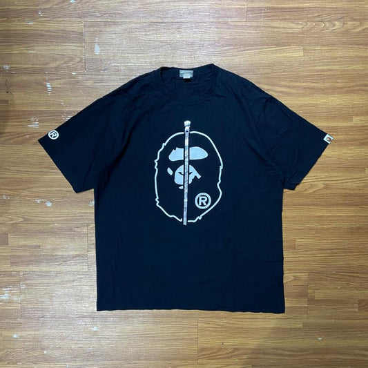 A BATHING APE (BAPE) 2ND APE ZIPPER HEAD TEE SS Black (Display Item)
