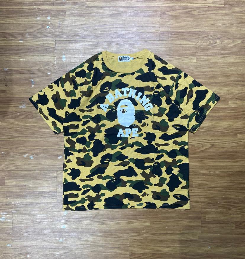 A Bathing Ape (BAPE) 1ST Camo College Tee (Made in Japan) Yellow Camo (Display Item)
