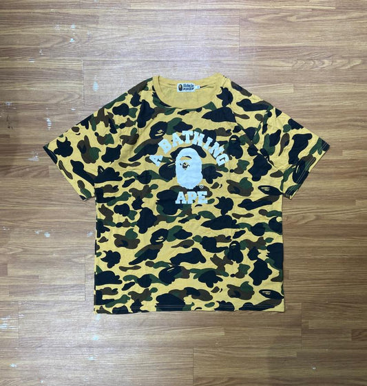 A Bathing Ape (BAPE) 1ST Camo College Tee (Made in Japan) Yellow Camo (Display Item)