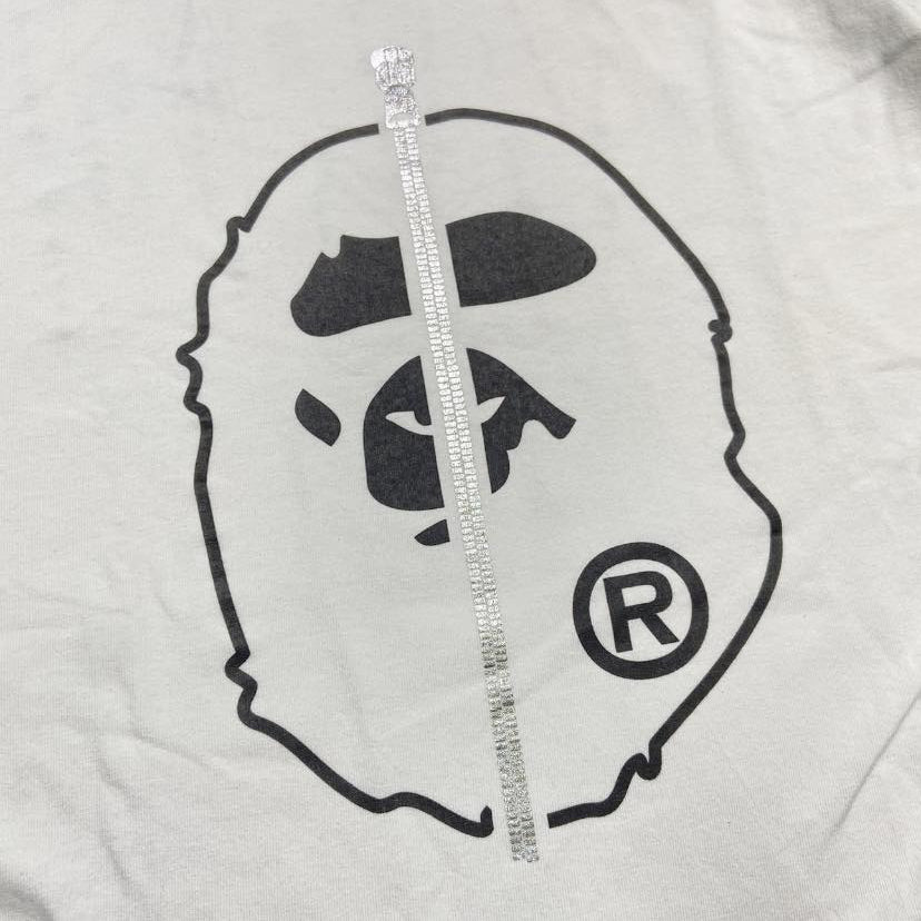 A BATHING APE (BAPE) 2ND APE ZIPPER HEAD TEE SS White (Display Item)