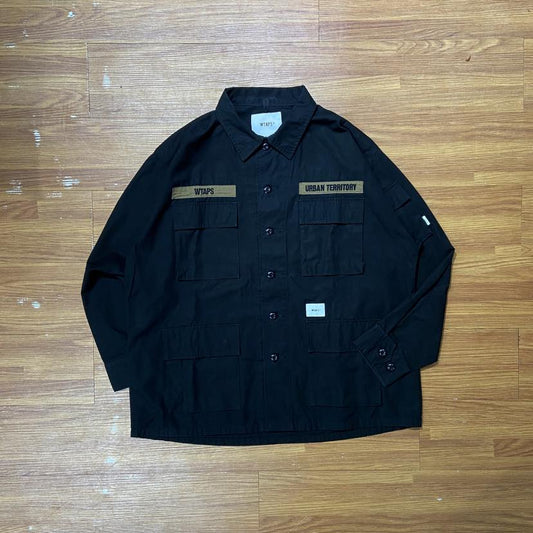 WTAPS JUNGLE 02 LS SHIRT JACKET / COTTON. RIPSTOP. (Made in Japan)  Black (Display Item)