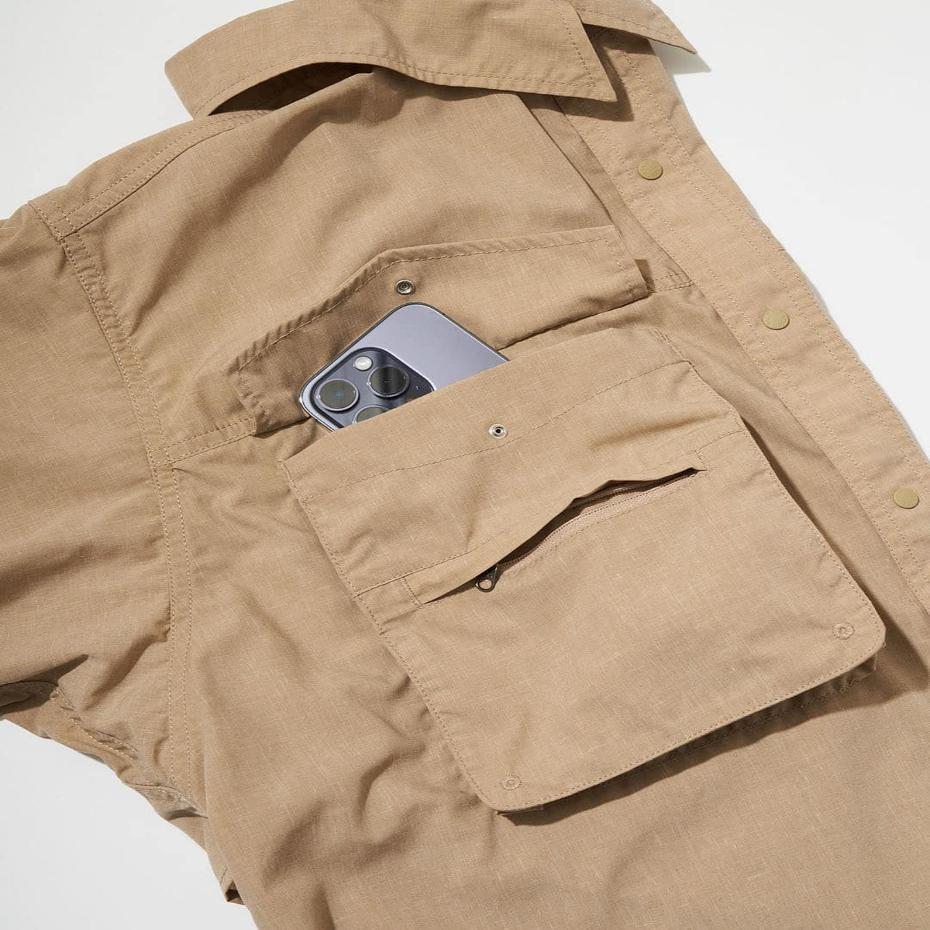 The North Face by Nanamica The Purple Label Polyester Linen Field H/S Shirt Khaki (Display Item)