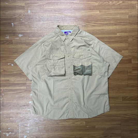 The North Face by Nanamica The Purple Label Polyester Linen Field H/S Shirt Khaki (Display Item)