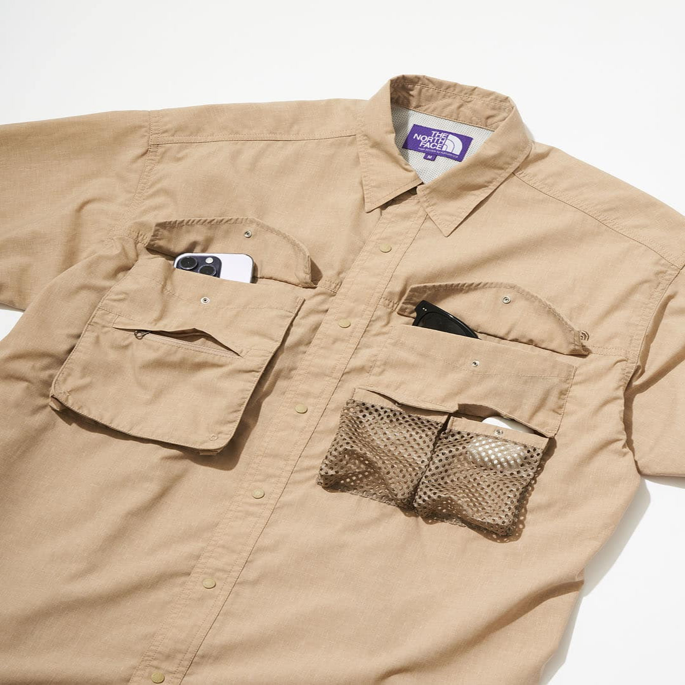 The North Face by Nanamica The Purple Label Polyester Linen Field H/S Shirt Khaki (Display Item)
