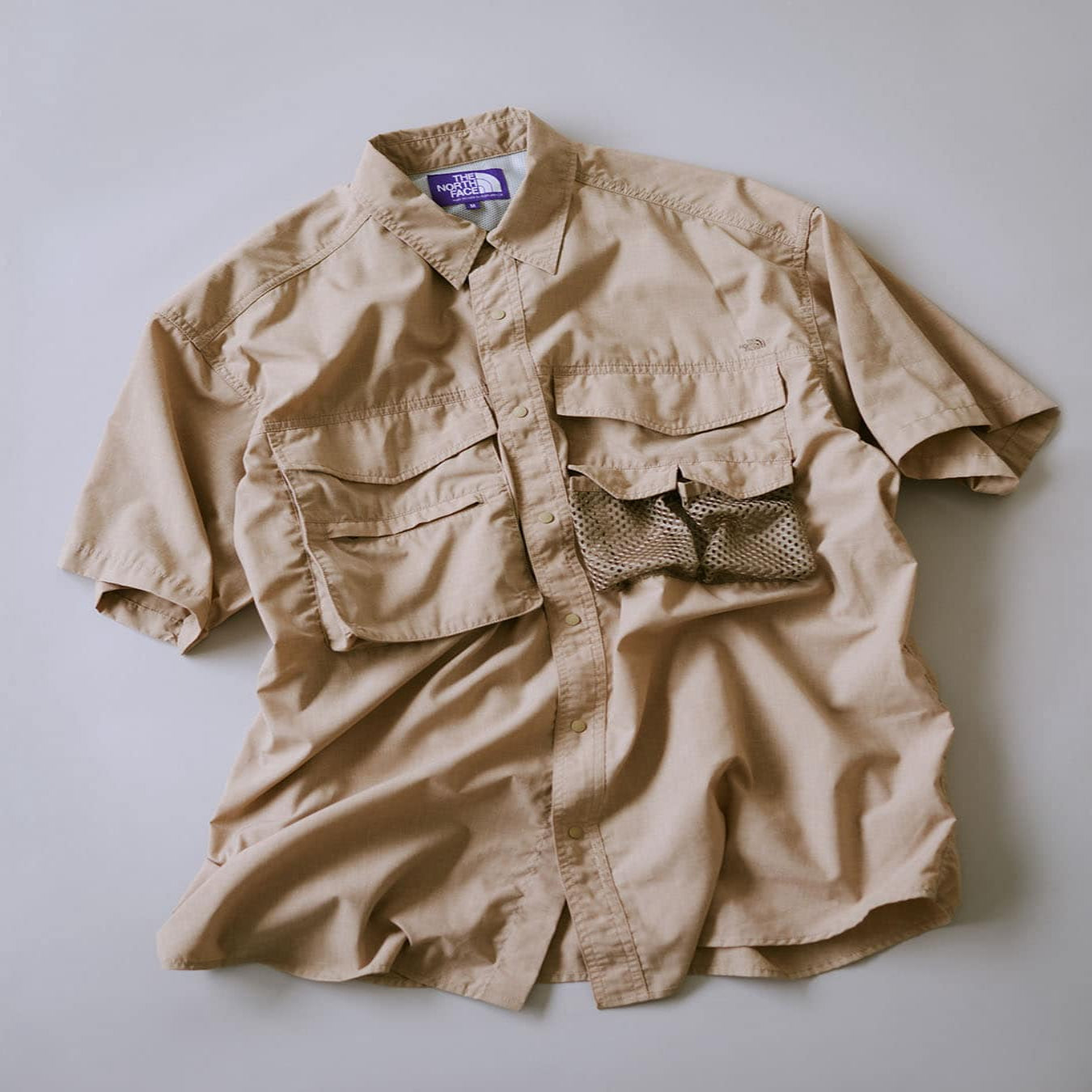 The North Face by Nanamica The Purple Label Polyester Linen Field H/S Shirt Khaki (Display Item)