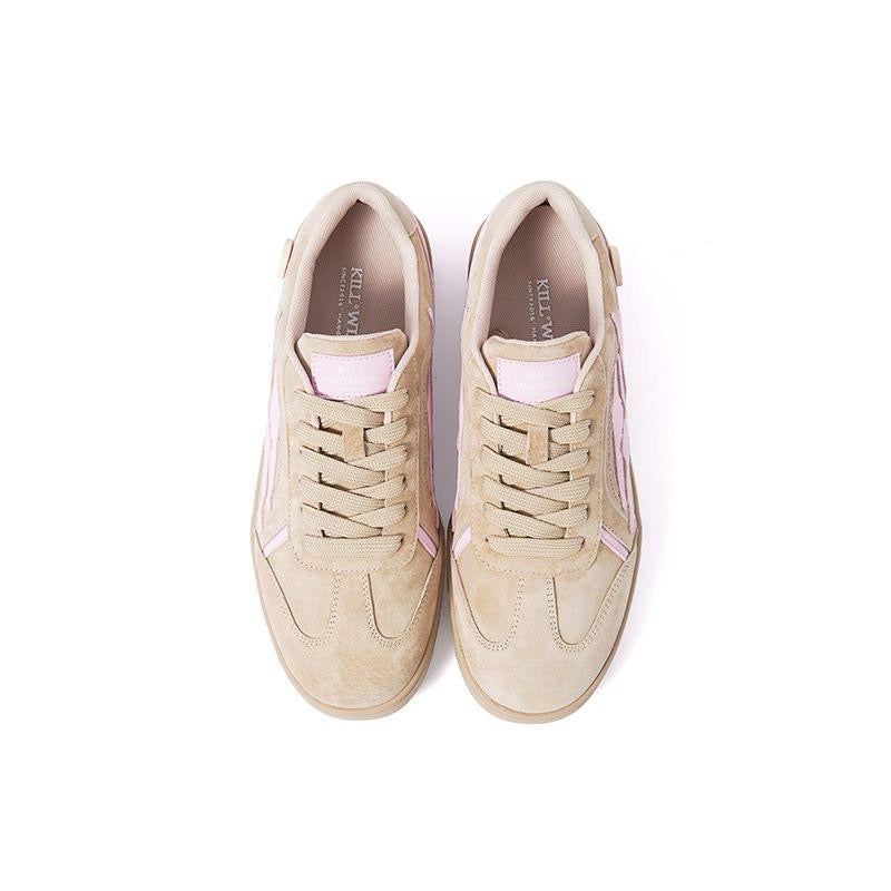 預訂 Preorder 韓國大熱 Killwinner 蕾絲花邊 緞帶 長舌 徳訓鞋 卡其粉 German Trainer Khaki Pink