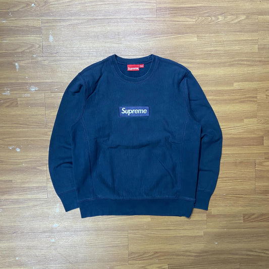 Supreme Box Logo Sweatshirt (Made in Canada) Navy (Used)