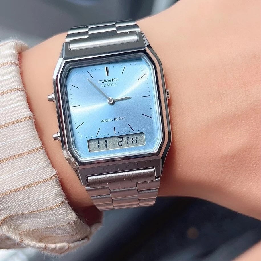 Preorder 預訂 Casio 復古方型時計 AQ-230A-2A1 冰藍面