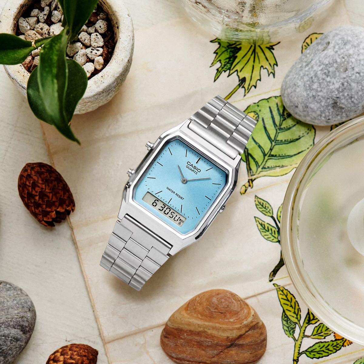 Preorder 預訂 Casio 復古方型時計 AQ-230A-2A1 冰藍面