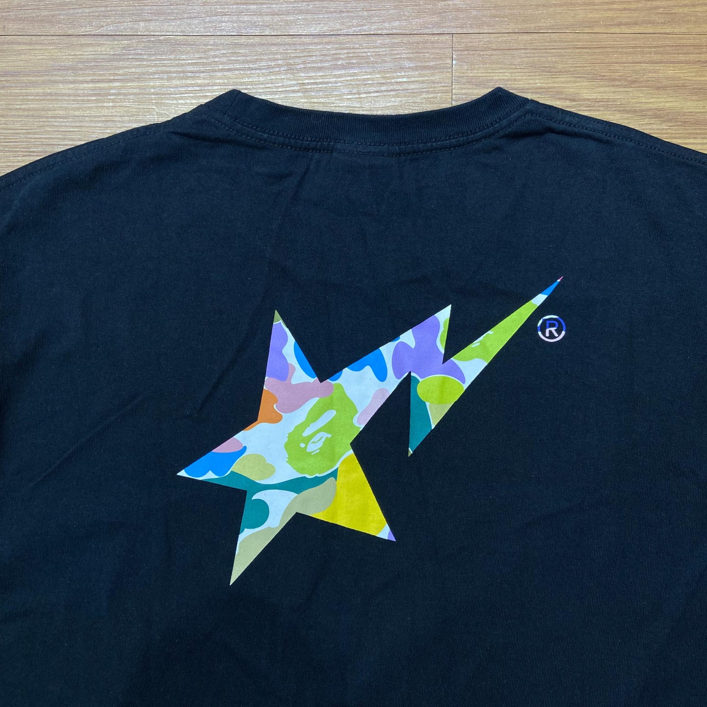 A Bathing Ape (BAPE) Rainbow Camo BapeSta Tee (Made in Japan) Black (Display Item)
