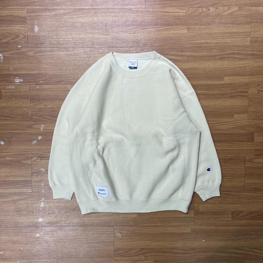 WTAPS x CHAMPION REVERSE WEAVE CREWNECK SWEATER Cream (Display Item)