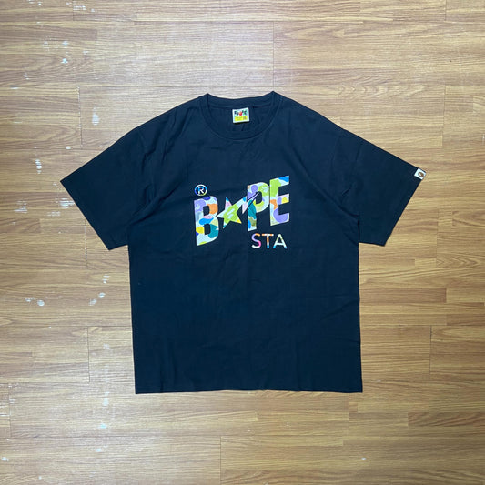 A Bathing Ape (BAPE) Rainbow Camo BapeSta Tee (Made in Japan) Black (Display Item)