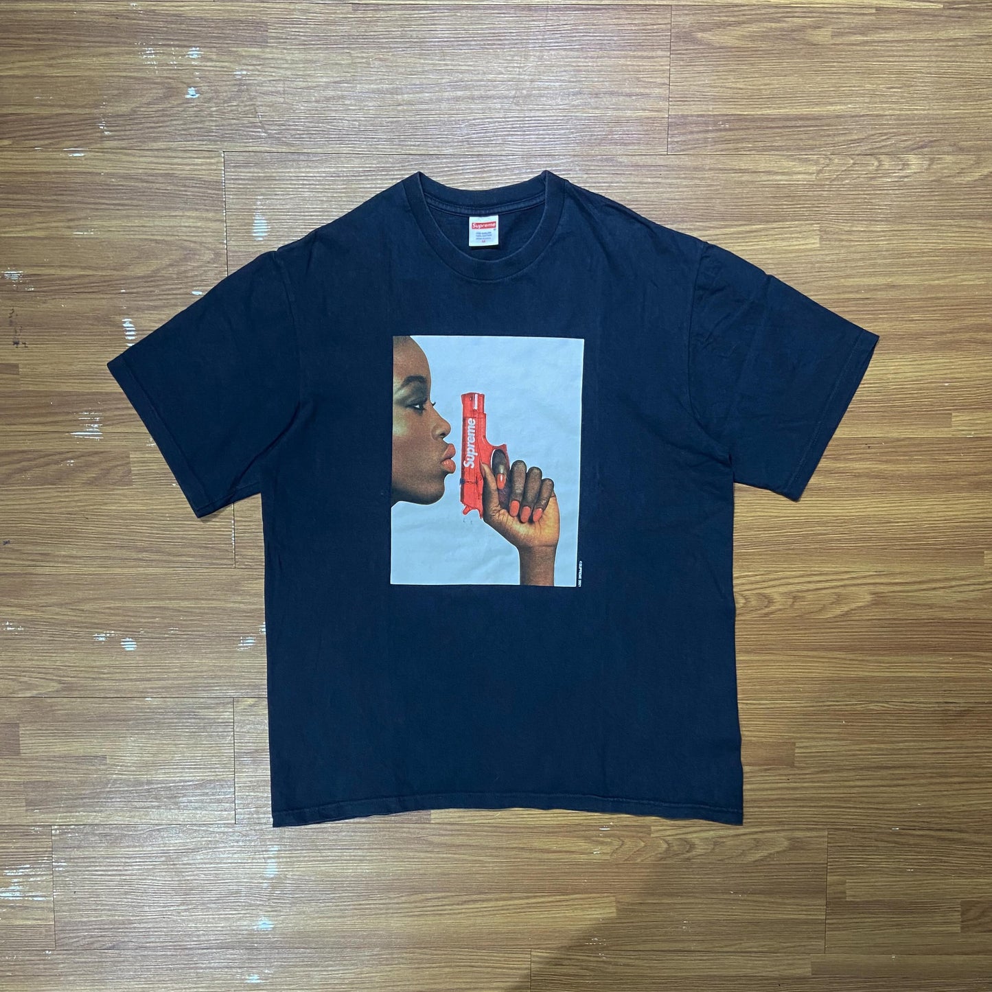 Supreme Water Pistol Tee (Made in USA) Navy (Used)