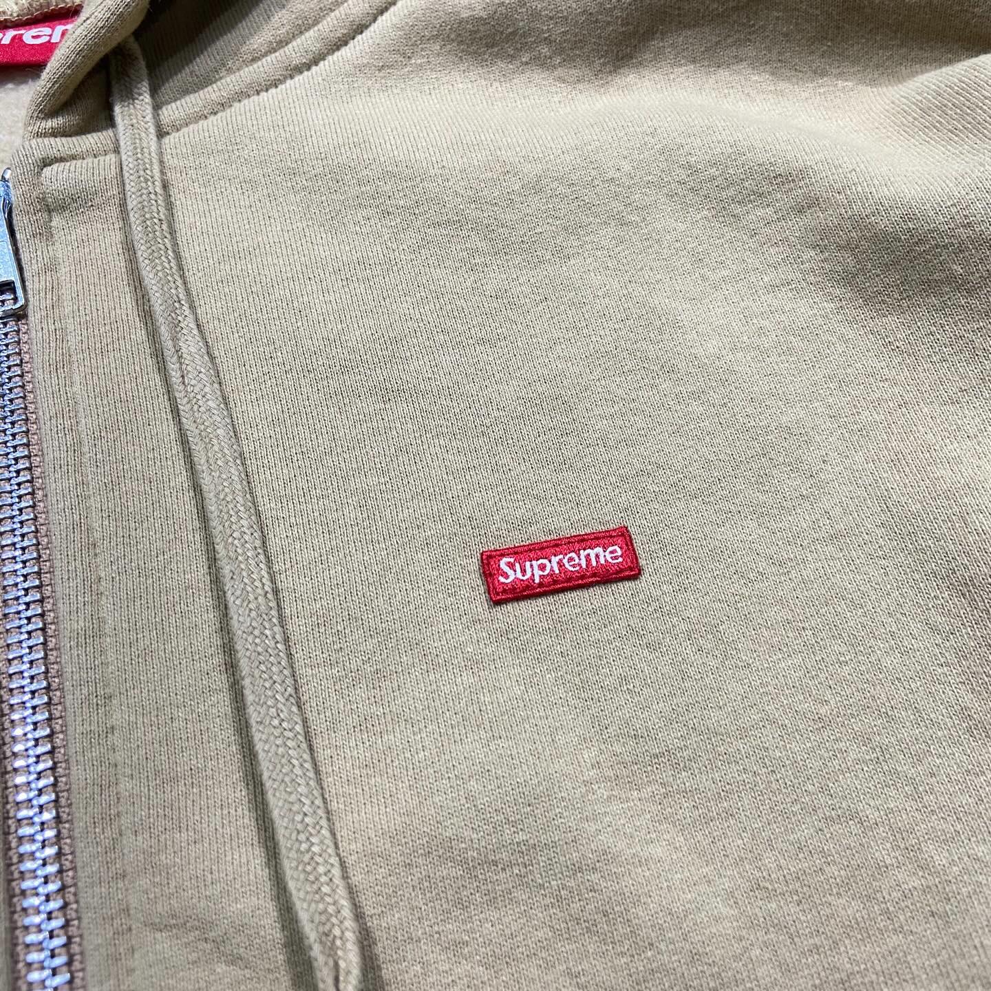 Supreme Small Box Hooded Full Zip Sweatshirt (Made in Canada) Dark Tan (Display Item)
