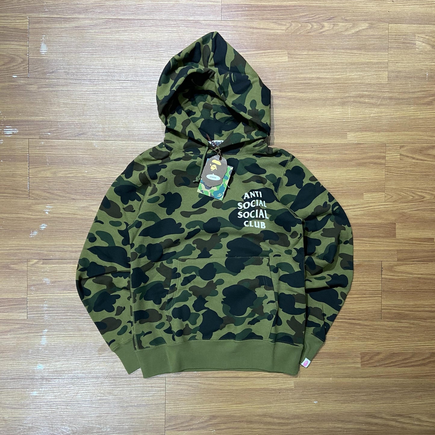 A Bathing Ape (BAPE) x Anti Social Social Club (ASSC) 1st Camo Hooded Sweatshirts Green Camo