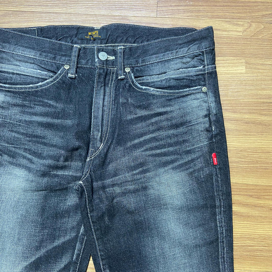 WTAPS BLUE SKINNY TRASH TROUSERS / COTTON. DENIM (Made in Japan) Washed Black (Display Item)