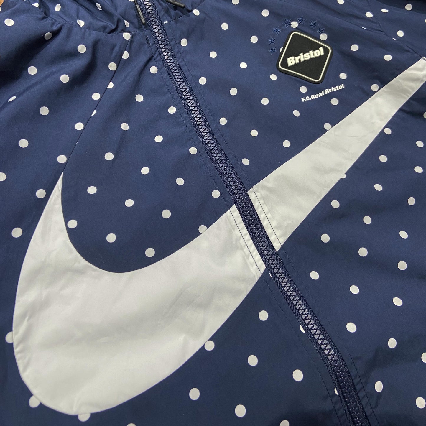 SOPH x F.C.Real Bistrol (FCRB) Bristol x Nike Polka Dot Full Zip Hooded Track Jacket Navy  (Display Item)