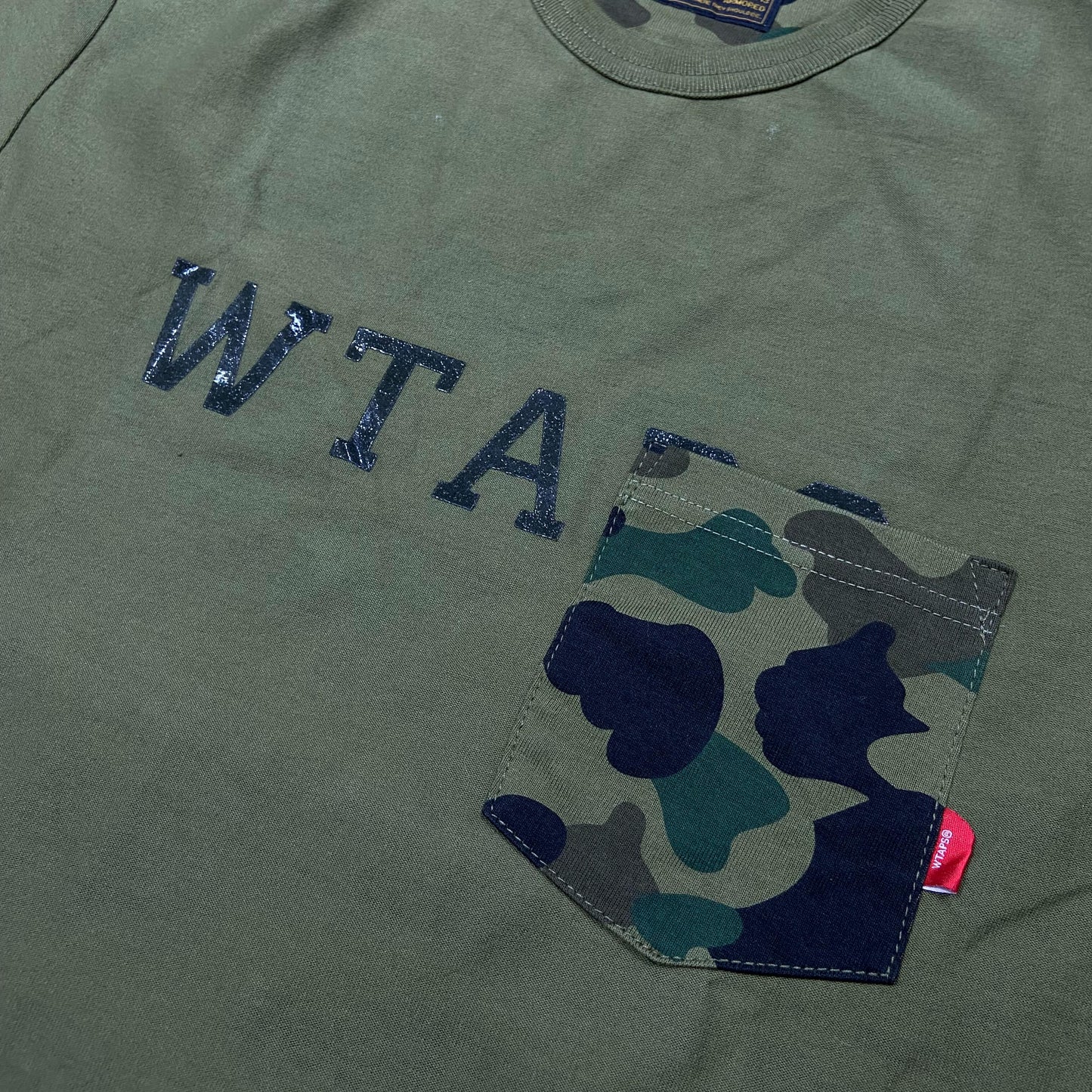WTAPS x BAPE DESIGN CAMO POCKET SS / TEE. COPO. REVERSIBLE (Made in Japan) Olive Drab