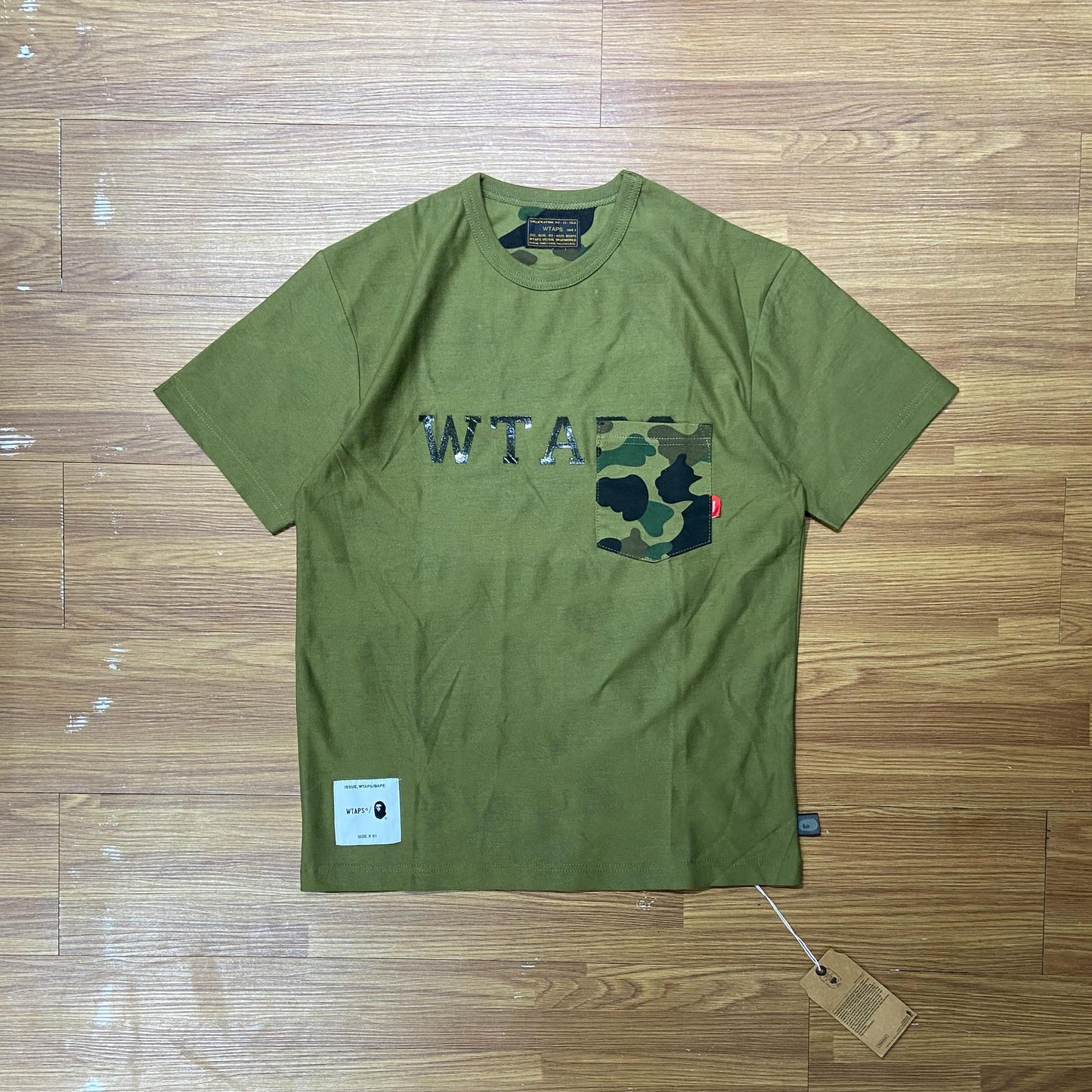 WTAPS x BAPE DESIGN CAMO POCKET SS / TEE. COPO. REVERSIBLE (Made in Japan) Olive Drab