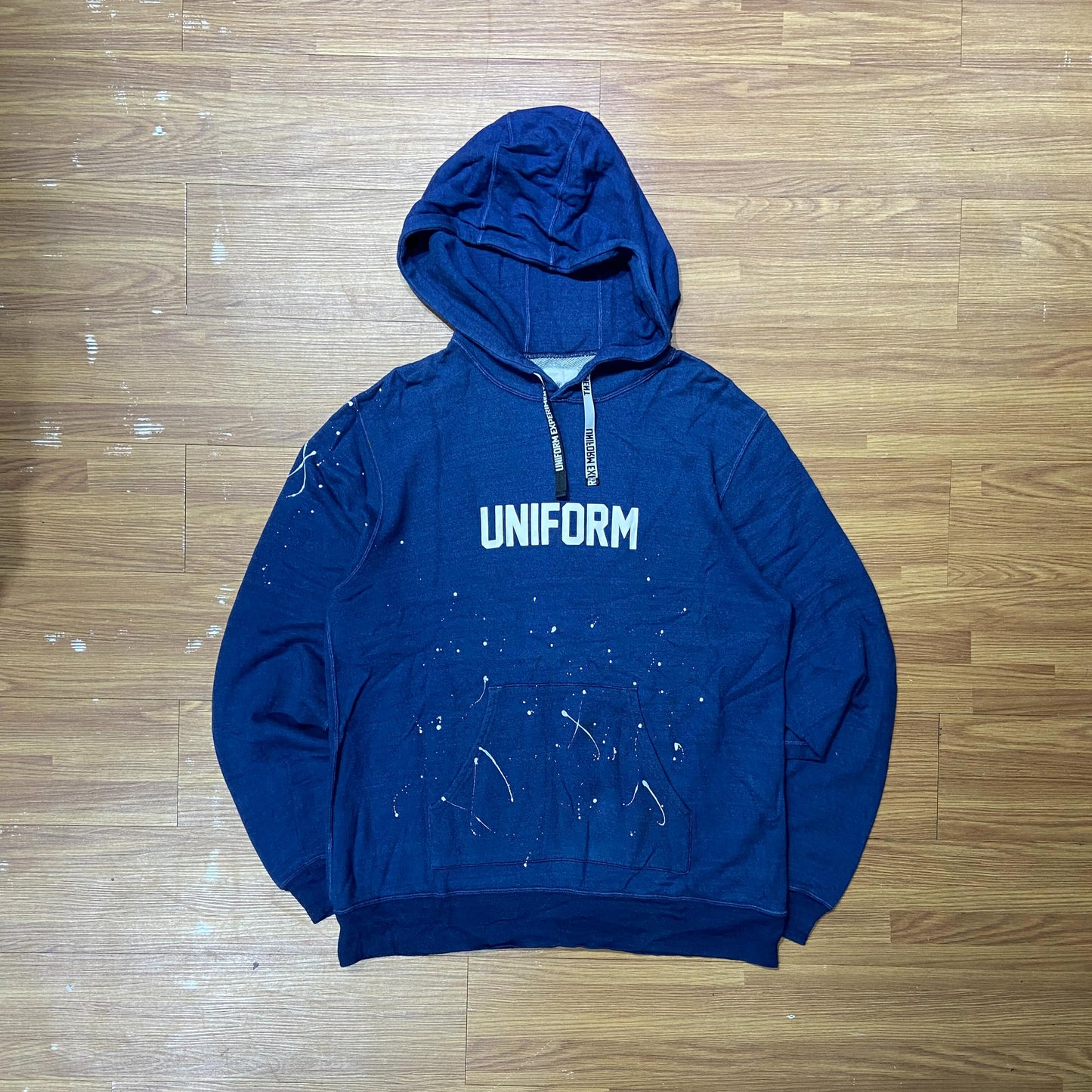 Uniform Experiment (UE) Splash Ink Hooded Sweatshirt (Made in Japan) Navy (Used)