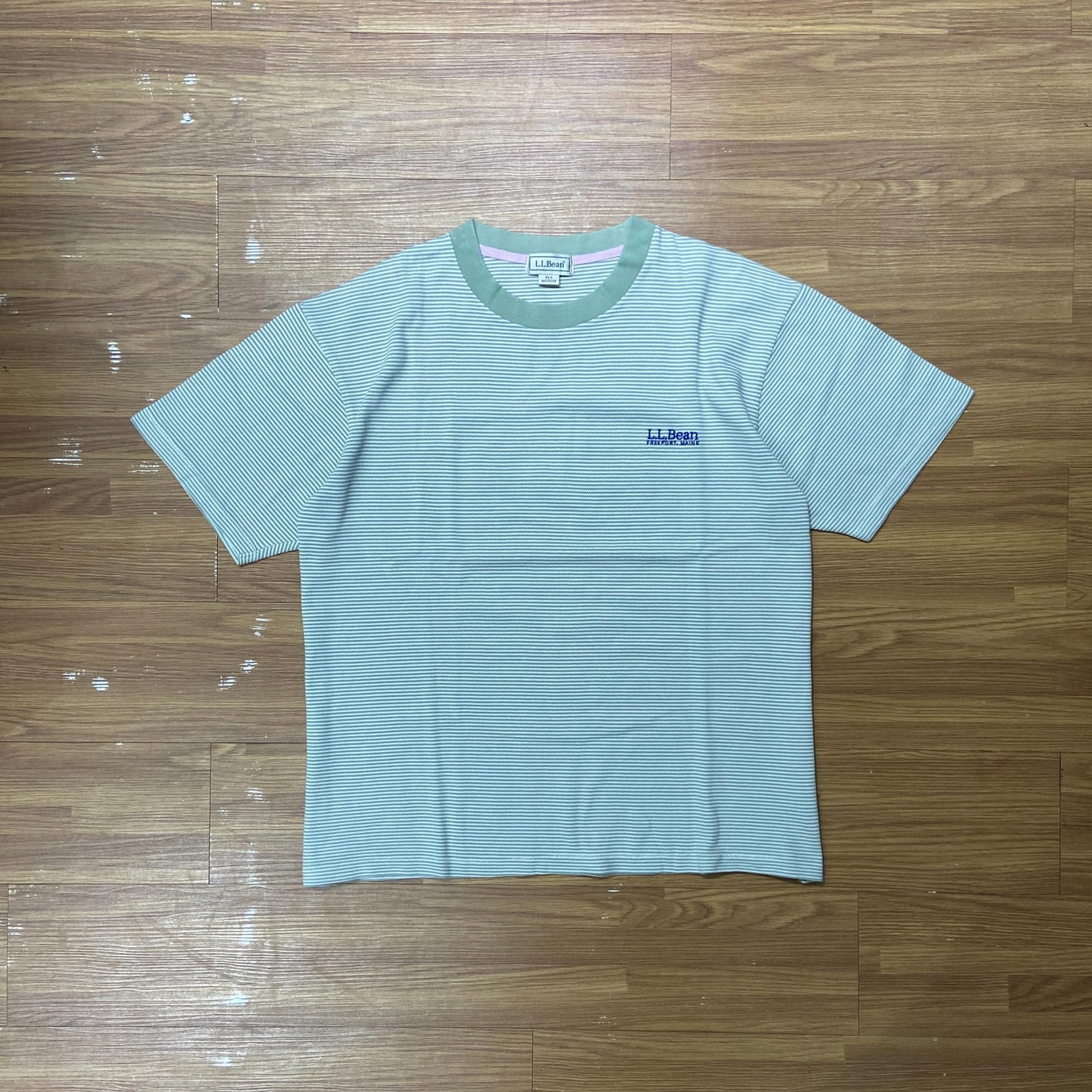 L.L.Bean Jacquard Striped SS Green (Display Item)