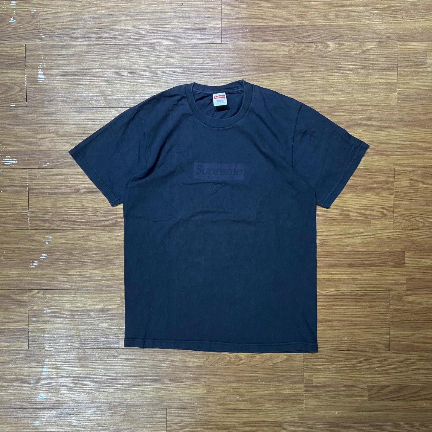 Supreme Tonal Box Logo Tee (Made in USA) Navy (Used)