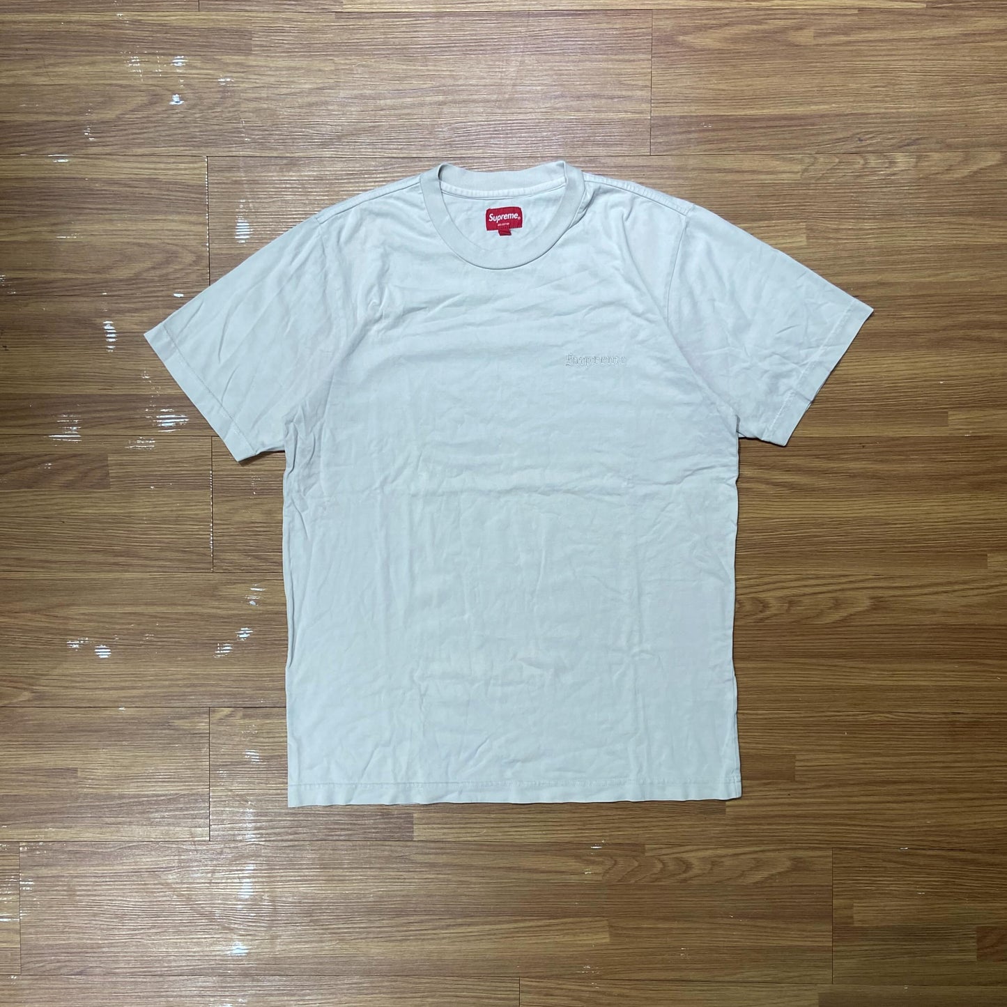 Supreme Beaded Logo Washed Tee SS Light Beige (Used)