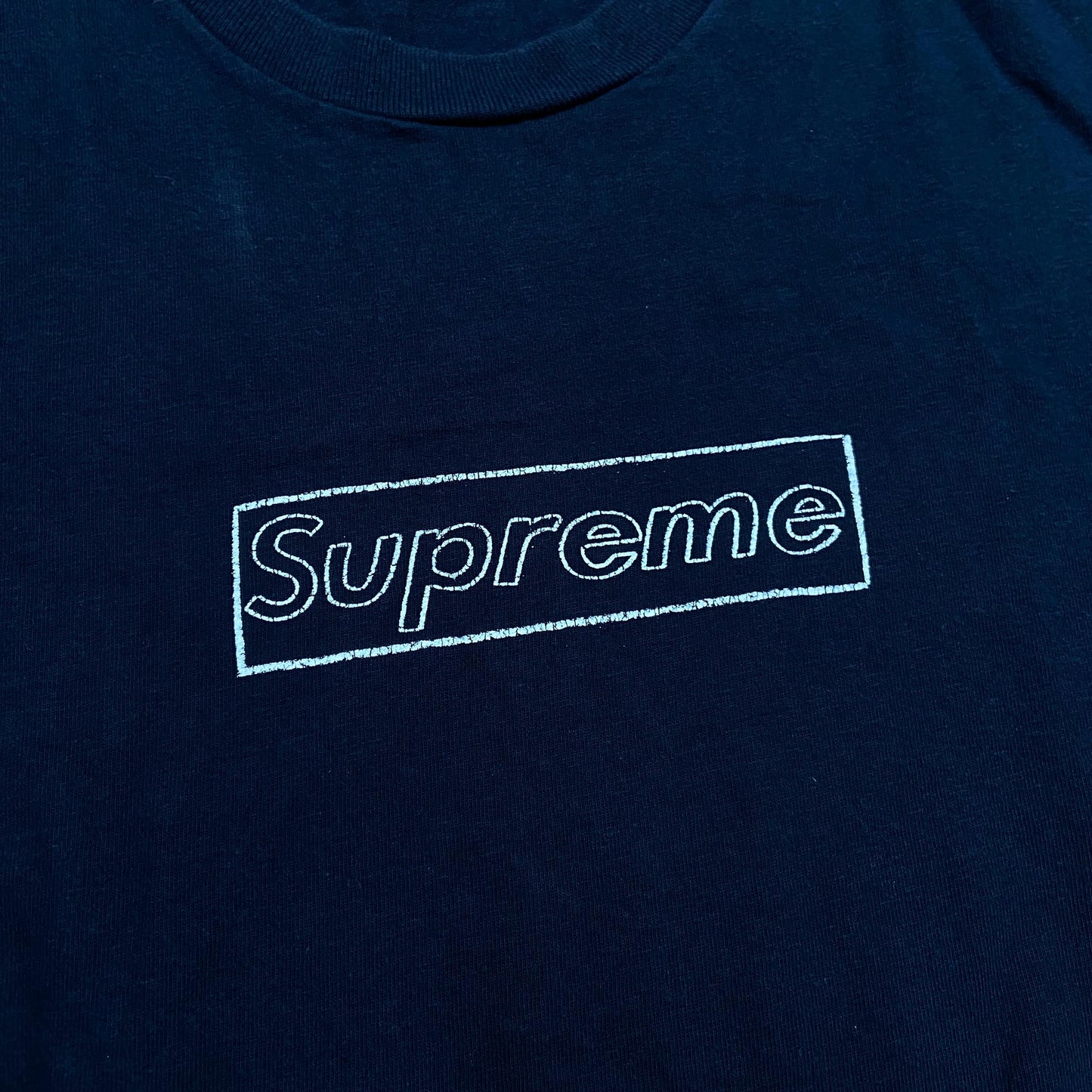 Supreme Kaws Chalk Box Tee (Made in USA) Navy (Used)