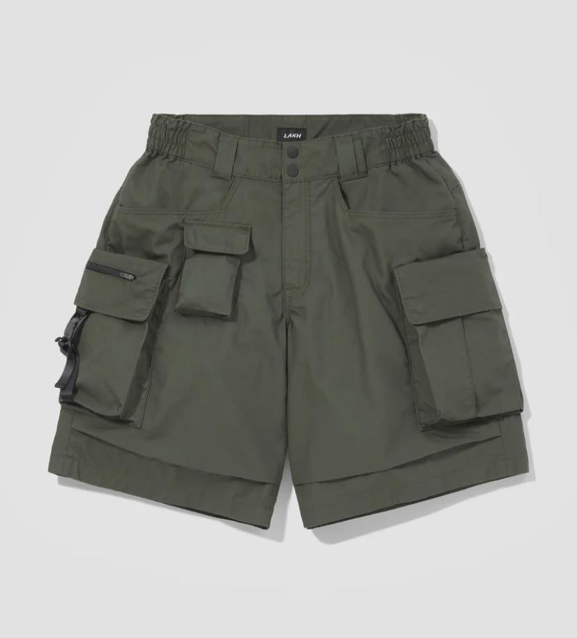 LAKH Supply 10 Pockets Cargo Shorts Redline Olive SH-TPC-RLOL