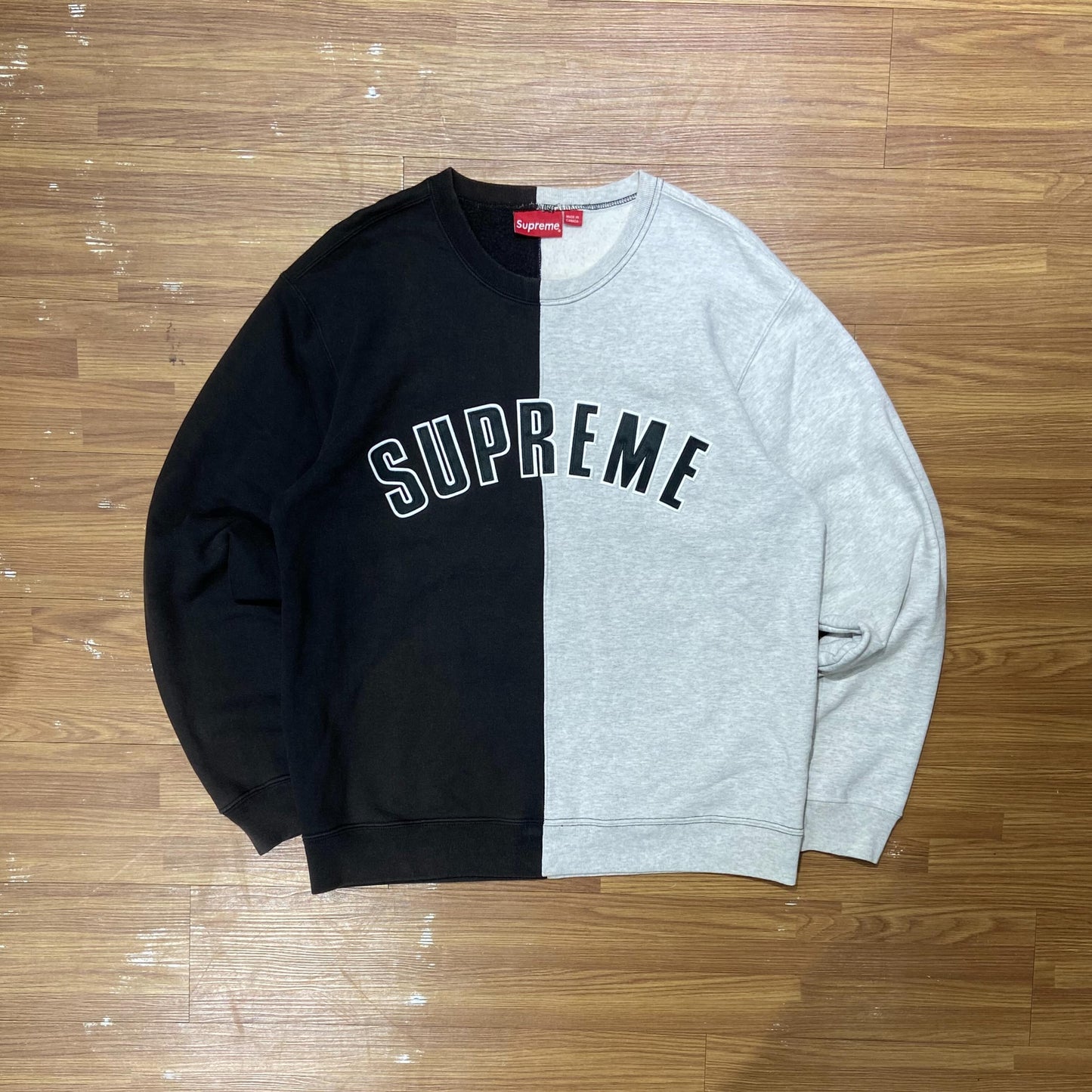 Supreme Split Crewneck Sweatshirt (Made in Canada) Black/Grey (Used)