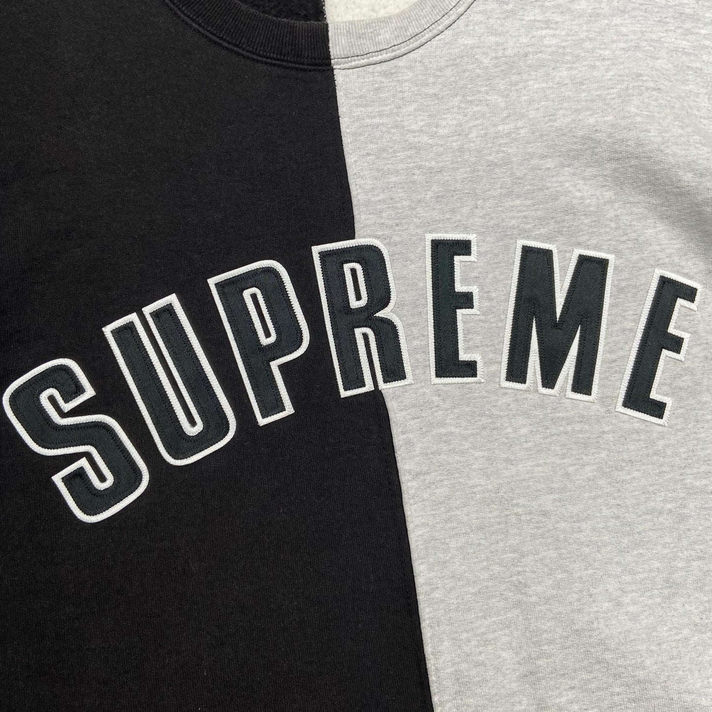 Supreme Split Crewneck Sweatshirt (Made in Canada) Black/Grey (Used)