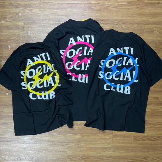 Anti Social Social Club ASSC x Fragment Bolt Tee Black (Made In USA)