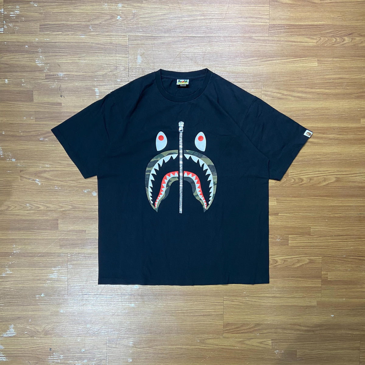 A Bathing Ape (BAPE) Shark Head Camo Mouth Tee (Made in Japan) Black (Display Item)