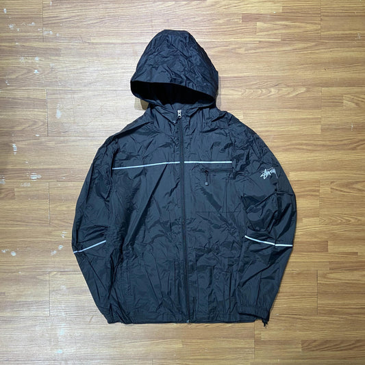 Stussy 3M Reflective Logo Hooded Waterproof Jacket Black
