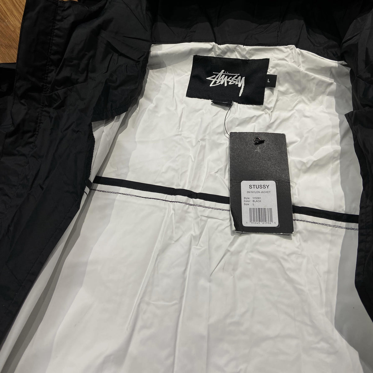 Stussy 3M Reflective Logo Hooded Waterproof Jacket Black