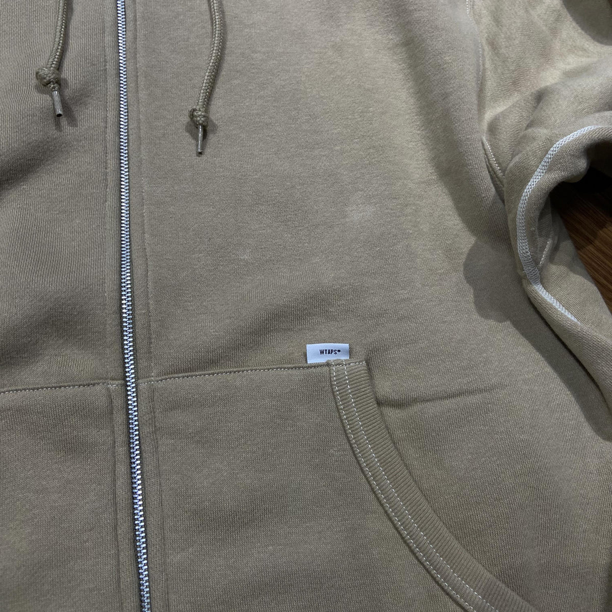 WTAPS BLANK ZIP HOODED JACKET / COTTON. FLEECE (Made in Japan) Beige Olive (Display Item)