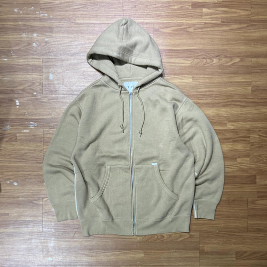 WTAPS BLANK ZIP HOODED JACKET / COTTON. FLEECE (Made in Japan) Beige Olive (Display Item)