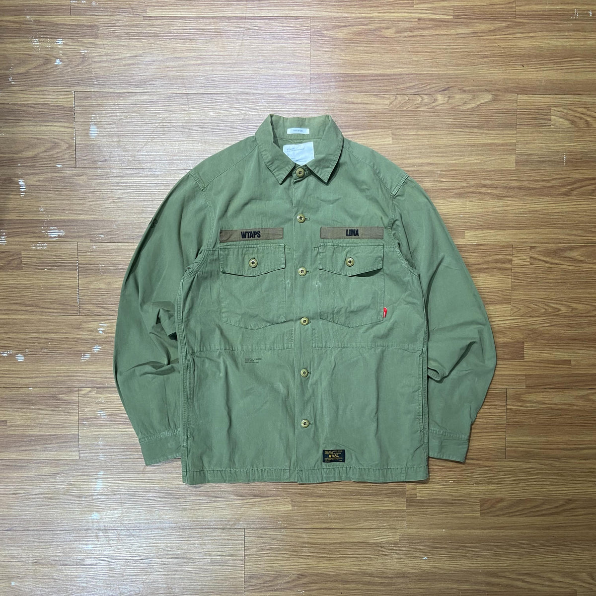 WTAPS BUDS LS SHIRT JACKET / COTTON. CANVAS (Made in Japan) Olive Drab (Used)