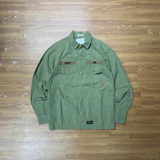 WTAPS BUDS LS SHIRT JACKET / COTTON. CANVAS (Made in Japan) Olive Drab (Used)