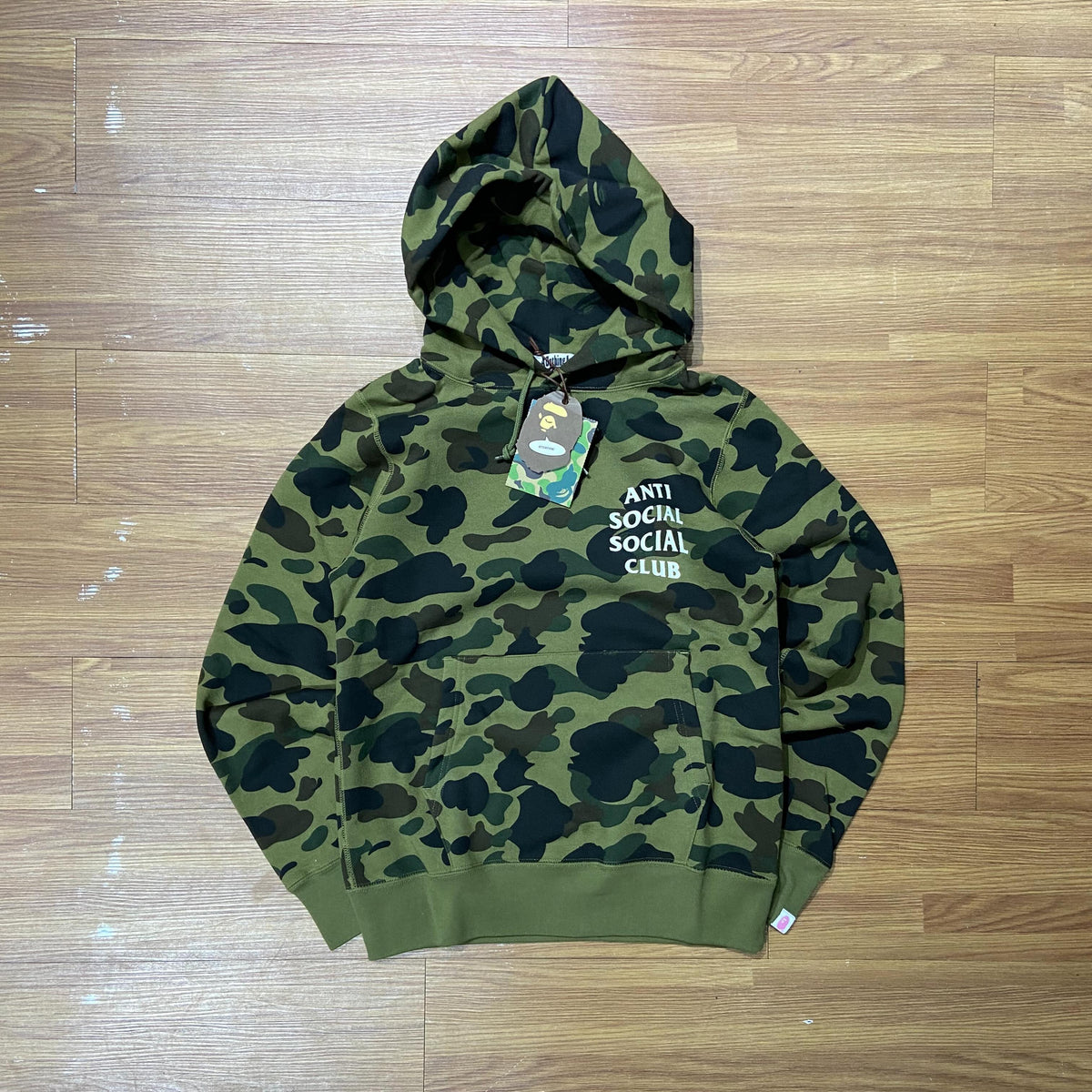Anti Social Social Club ASSC x A Bathing Ape BAPE 1st Camo Hooded Sweatshirts Green Camo